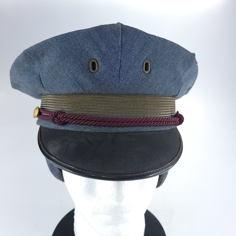 Vtg 1950s US Post Office Dept POD Brimmed Hat w/ Ear Flaps Size 7 Blue Red Rope